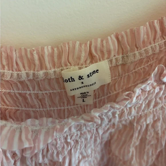 Anthropologie Cloth & Stone Blush Striped Blouse - Picture 2 of 4